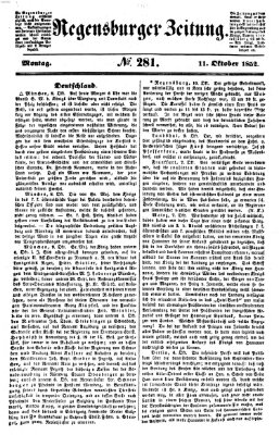 Regensburger Zeitung Montag 11. Oktober 1852