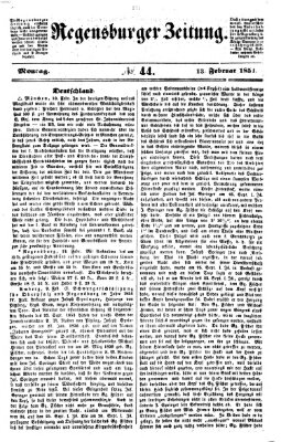 Regensburger Zeitung Montag 13. Februar 1854