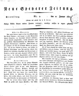 Neue Speyerer Zeitung Dienstag 21. Januar 1817