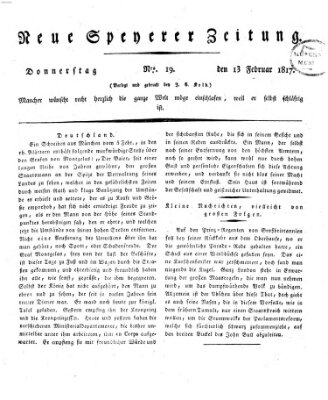 Neue Speyerer Zeitung Donnerstag 13. Februar 1817