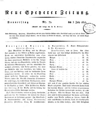 Neue Speyerer Zeitung Donnerstag 3. Juli 1817