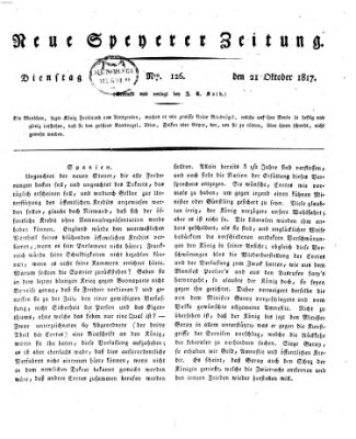 Neue Speyerer Zeitung Dienstag 21. Oktober 1817