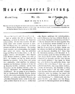 Neue Speyerer Zeitung Samstag 15. November 1817