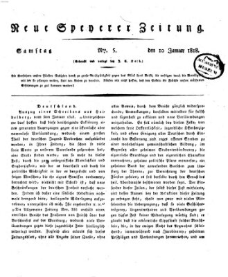 Neue Speyerer Zeitung Samstag 10. Januar 1818