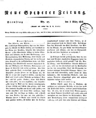 Neue Speyerer Zeitung Dienstag 3. März 1818
