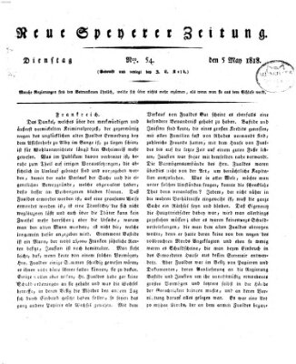 Neue Speyerer Zeitung Dienstag 5. Mai 1818