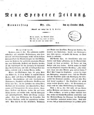 Neue Speyerer Zeitung Donnerstag 29. Oktober 1818