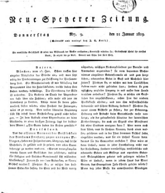 Neue Speyerer Zeitung Donnerstag 21. Januar 1819