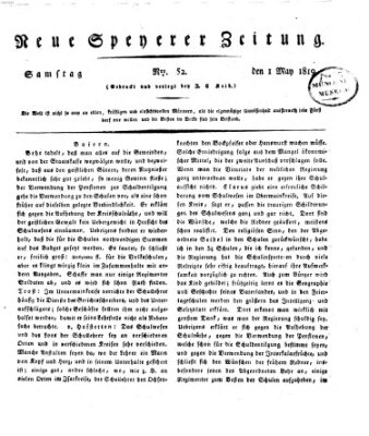 Neue Speyerer Zeitung Samstag 1. Mai 1819