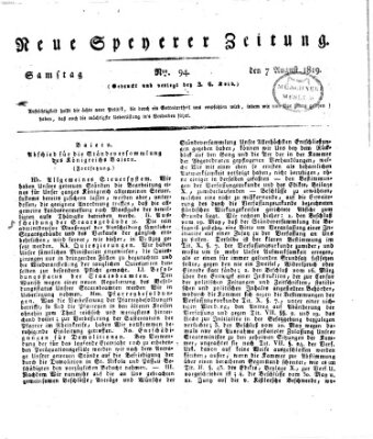 Neue Speyerer Zeitung Samstag 7. August 1819