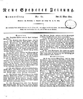 Neue Speyerer Zeitung Donnerstag 18. Mai 1820