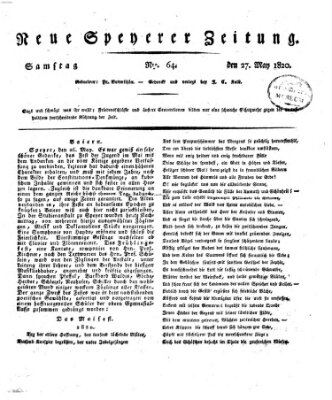 Neue Speyerer Zeitung Samstag 27. Mai 1820