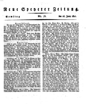 Neue Speyerer Zeitung Samstag 23. Juni 1821