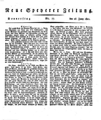 Neue Speyerer Zeitung Donnerstag 28. Juni 1821