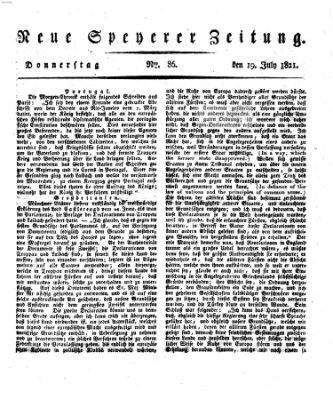 Neue Speyerer Zeitung Donnerstag 19. Juli 1821