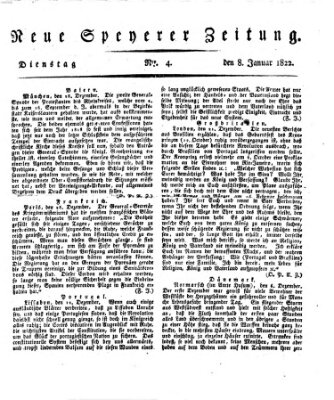 Neue Speyerer Zeitung Dienstag 8. Januar 1822