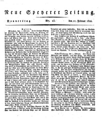 Neue Speyerer Zeitung Donnerstag 21. Februar 1822