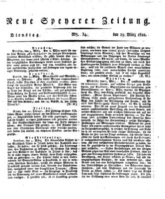 Neue Speyerer Zeitung Dienstag 19. März 1822