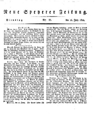 Neue Speyerer Zeitung Dienstag 16. Juli 1822