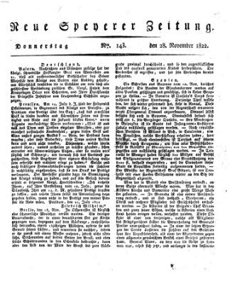 Neue Speyerer Zeitung Donnerstag 28. November 1822