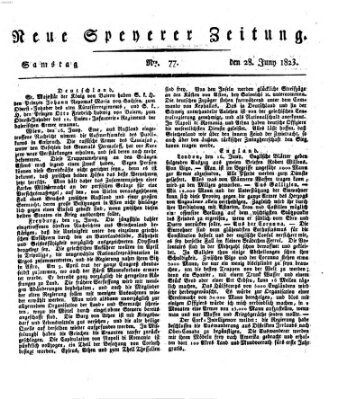 Neue Speyerer Zeitung Samstag 28. Juni 1823
