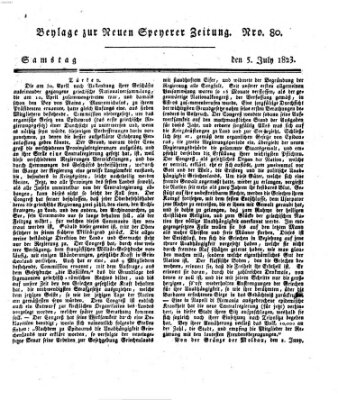 Neue Speyerer Zeitung Samstag 5. Juli 1823