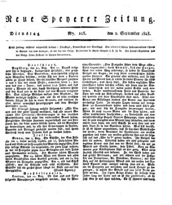Neue Speyerer Zeitung Dienstag 2. September 1823
