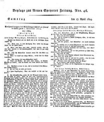 Neue Speyerer Zeitung Samstag 17. April 1824