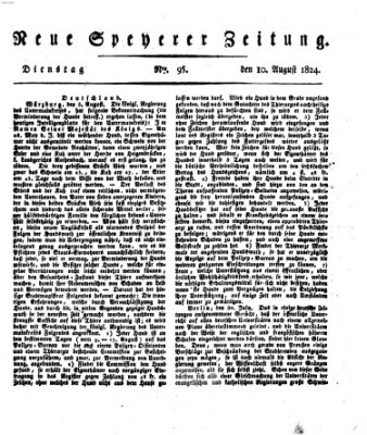 Neue Speyerer Zeitung Dienstag 10. August 1824