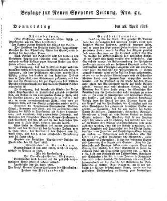 Neue Speyerer Zeitung Donnerstag 28. April 1825