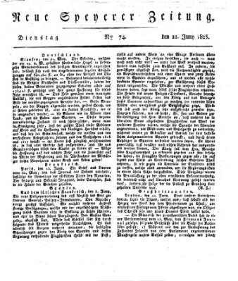 Neue Speyerer Zeitung Dienstag 21. Juni 1825