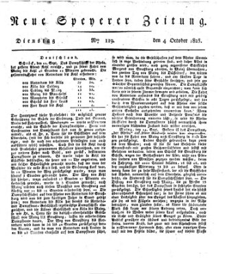 Neue Speyerer Zeitung Dienstag 4. Oktober 1825