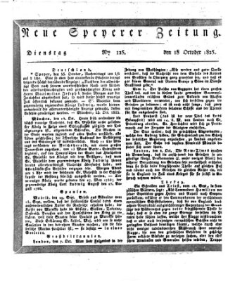 Neue Speyerer Zeitung Dienstag 18. Oktober 1825