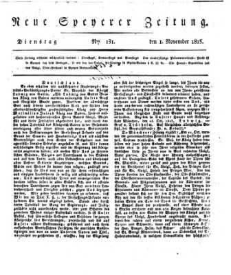 Neue Speyerer Zeitung Dienstag 1. November 1825