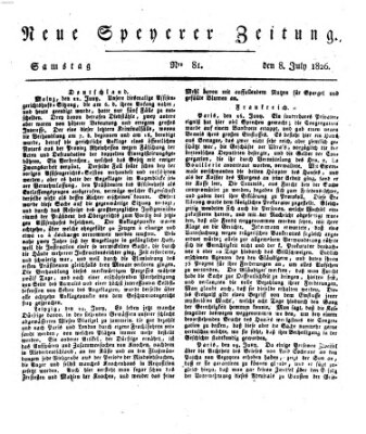 Neue Speyerer Zeitung Samstag 8. Juli 1826