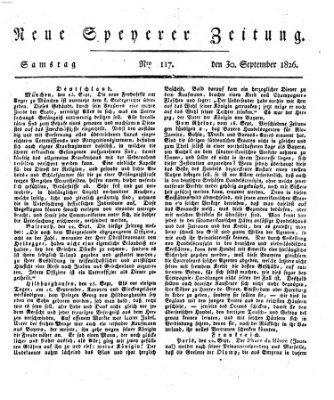 Neue Speyerer Zeitung Samstag 30. September 1826