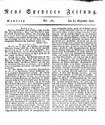 Neue Speyerer Zeitung Samstag 30. Dezember 1826
