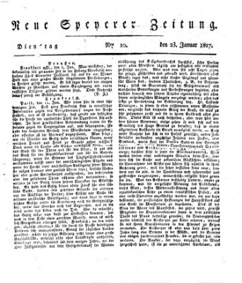 Neue Speyerer Zeitung Dienstag 23. Januar 1827