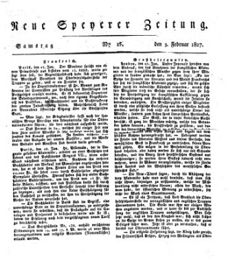 Neue Speyerer Zeitung Samstag 3. Februar 1827