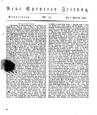 Neue Speyerer Zeitung Donnerstag 7. Februar 1828