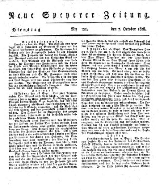 Neue Speyerer Zeitung Dienstag 7. Oktober 1828