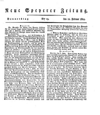 Neue Speyerer Zeitung Donnerstag 12. Februar 1829