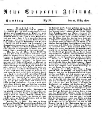 Neue Speyerer Zeitung Samstag 21. März 1829