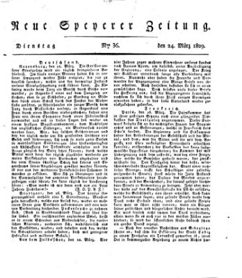 Neue Speyerer Zeitung Dienstag 24. März 1829