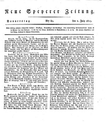 Neue Speyerer Zeitung Donnerstag 2. Juli 1829
