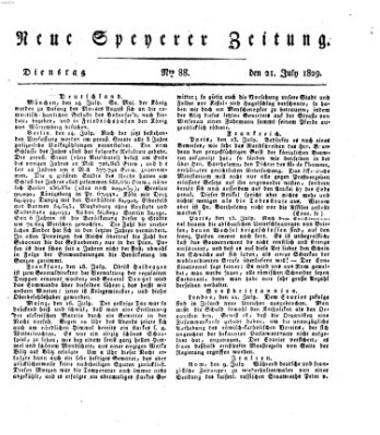 Neue Speyerer Zeitung Dienstag 21. Juli 1829