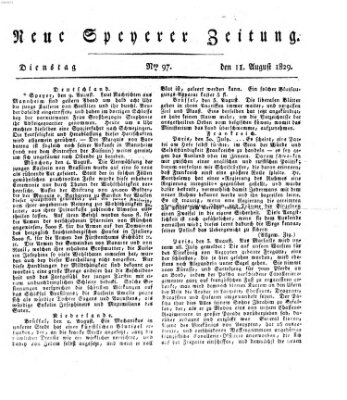 Neue Speyerer Zeitung Dienstag 11. August 1829