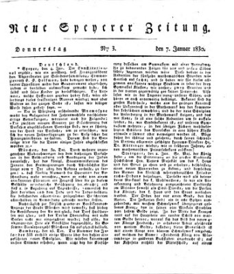 Neue Speyerer Zeitung Donnerstag 7. Januar 1830