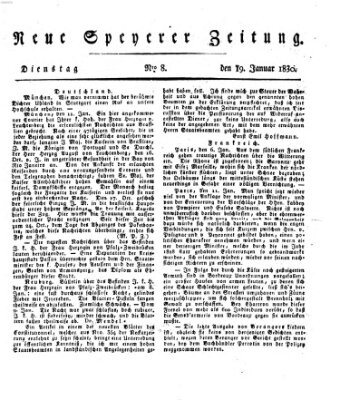 Neue Speyerer Zeitung Dienstag 19. Januar 1830