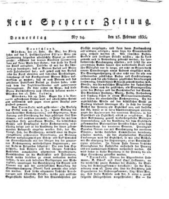 Neue Speyerer Zeitung Donnerstag 25. Februar 1830